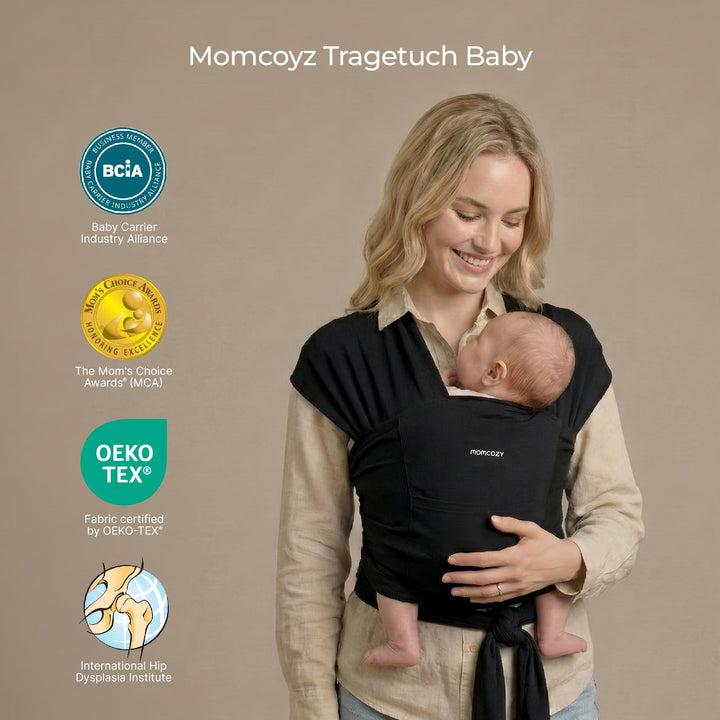 Ring Sling Tragetuch Schwarz für Neugeborene 3,6–15 kg - Bild 8