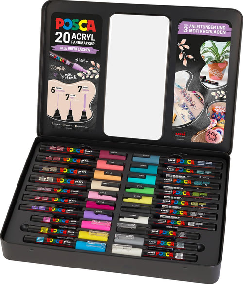 Acrylmarker Set 20 Stifte im Metallkoffer mit DIY-Anleitungen