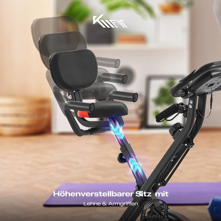 Heimtrainer Fahrrad klappbar 2-in-1 mit Zugbaendern, 16 Stufen - Bild 6