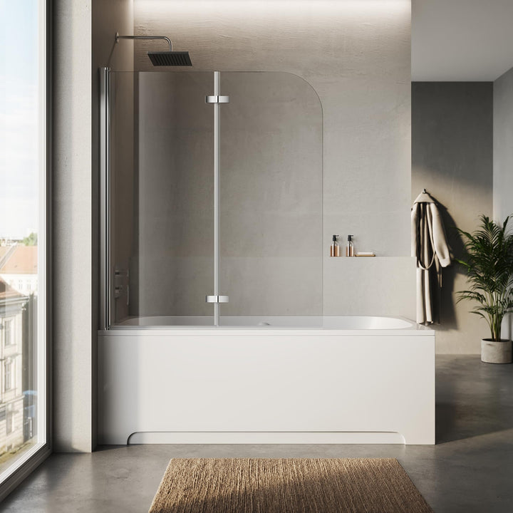 Badewannen-Duschwand 2-teilig faltbar 120x140 cm Nano-Glas 6 mm - Bild 2