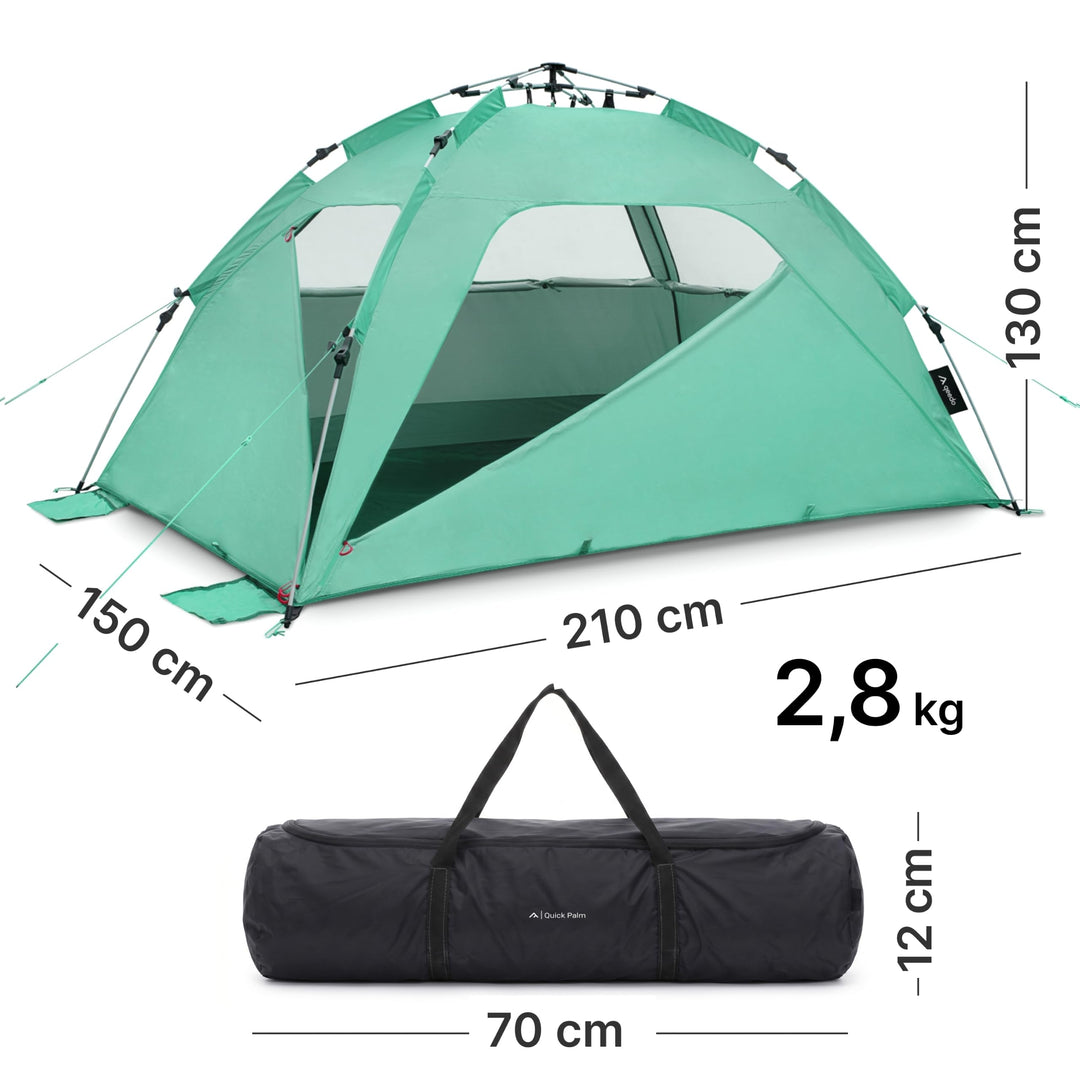 Strandmuschel Pop-Up UV80 für 2 Personen mit Windschutz mintgrün - Bild 2