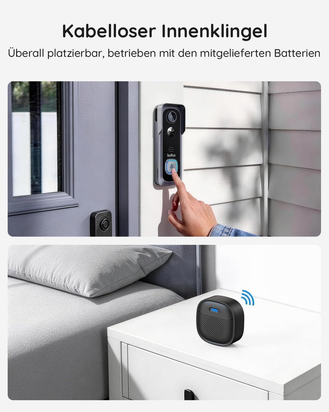 Video-Türklingel kabellos 2K HD 166° Weitwinkel mit Nachtsicht IP65 - Bild 9