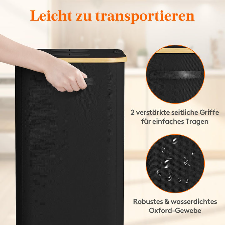 Pfandflaschen Sammelbehälter 150L mit Deckel 2 Fächer Schwarz - Bild 7