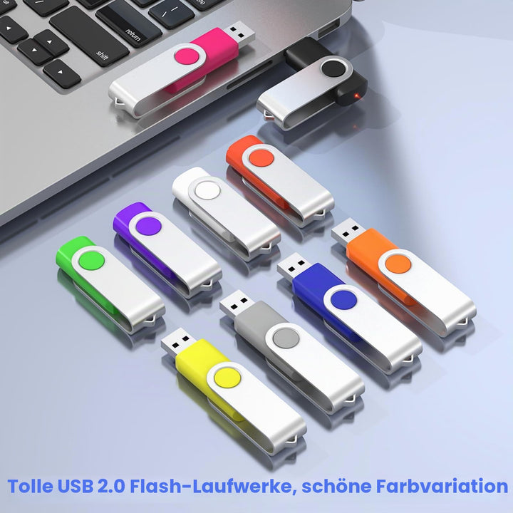 USB-Stick 8GB 10er-Set USB 2.0 mehrfarbig mit Schluesselbandoesung - Bild 6