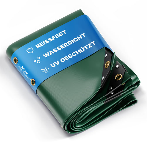 Abdeckplane PVC 650 g/m² 3x4 m grün wasserdicht mit Messing-Ösen