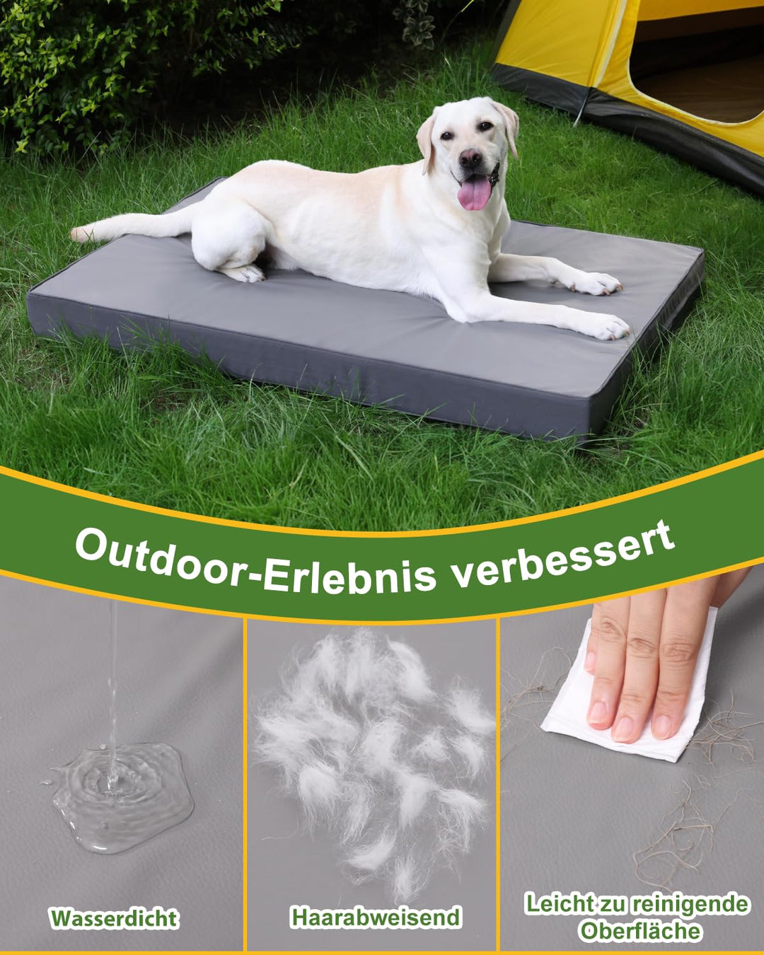 Orthopädisches Hundebett Kunstleder wasserdicht für grosse Hunde - Bild 2