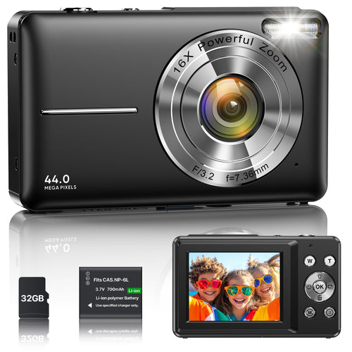 Digitalkamera 44MP 1080P mit 16x Zoom für Kinder und Anfänger