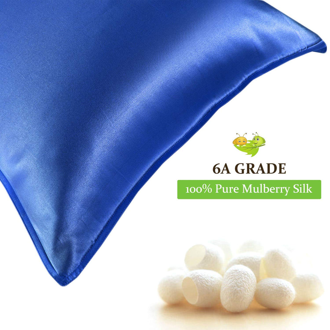 Seidenkissenbezug 22 Momme 100% Maulbeerseide 2er-Set 50x90 cm Blau - Bild 5
