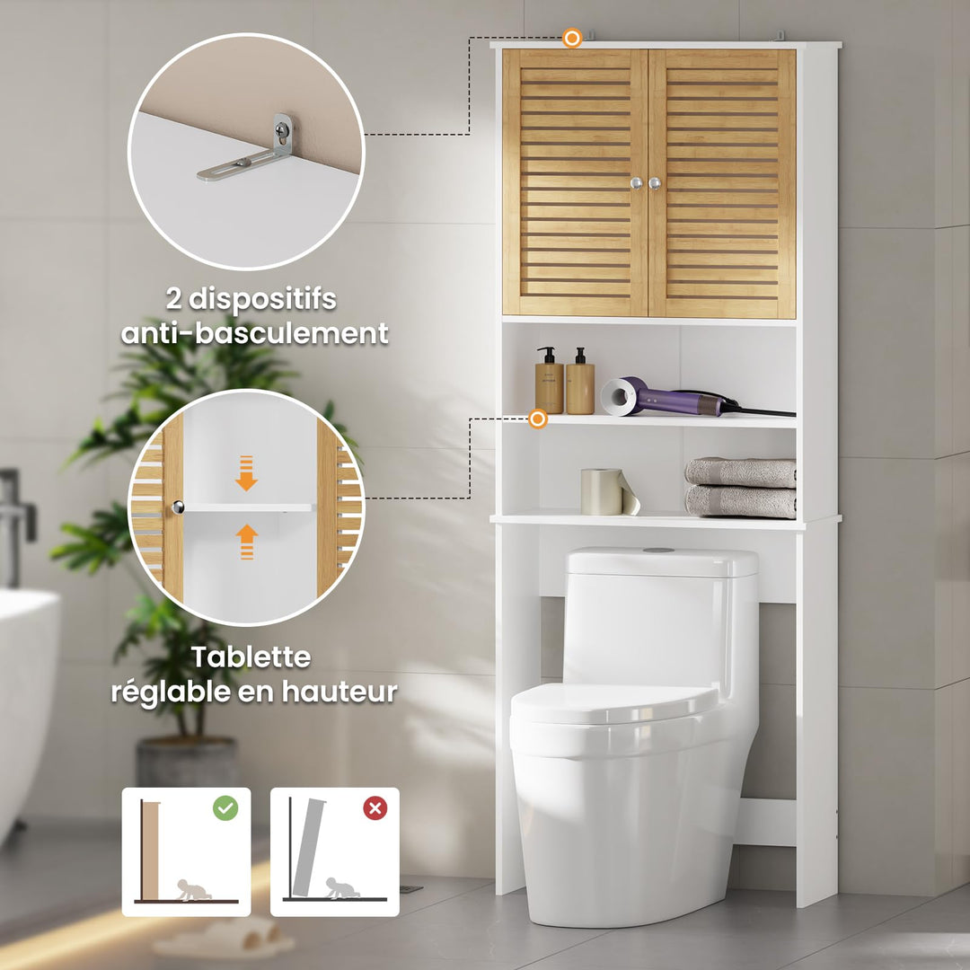 Badezimmerhochschrank Bambus 185.5x65x24 cm über Waschmaschine - Bild 6