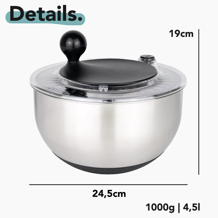 Salatschleuder Edelstahl 4,5 L mit Gemüsehobel 5 Klingen - Bild 9