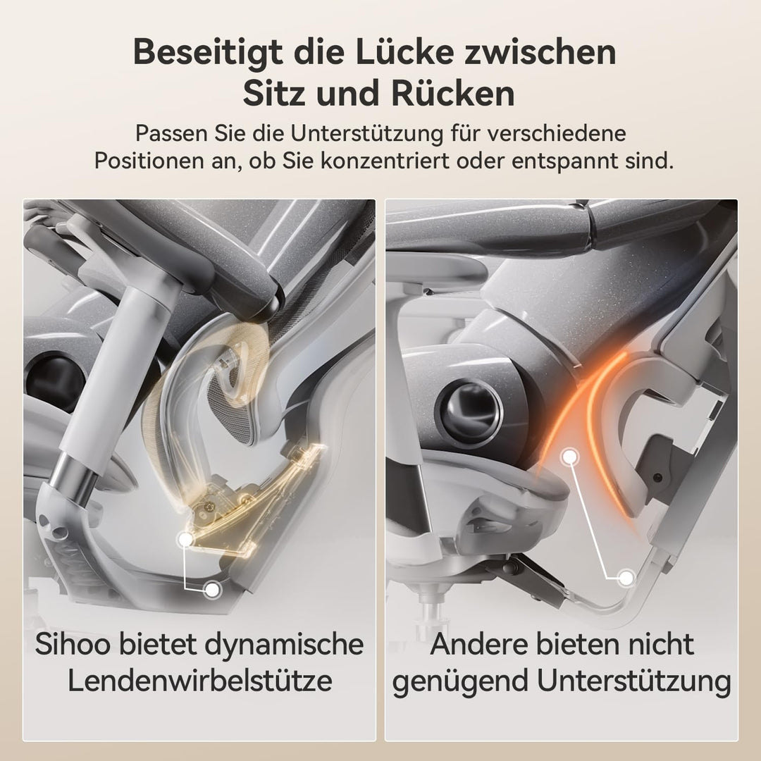 Ergonomischer Bürostuhl Netz mit Lendenwirbelstütze 3D-Armlehnen bis 150 kg - Bild 11