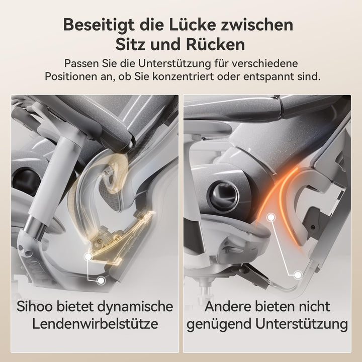 Ergonomischer Bürostuhl Netz mit Lendenwirbelstütze 3D-Armlehnen bis 150 kg - Bild 11