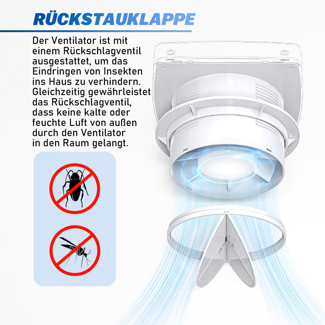 Badlüfter 100mm mit Nachlauf und Rückstauklappe leise 34dB - Bild 4