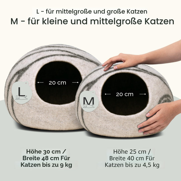 Katzenbett Merinowolle handgefilzt 2-in-1 Höhle &amp; Bett - Bild 2
