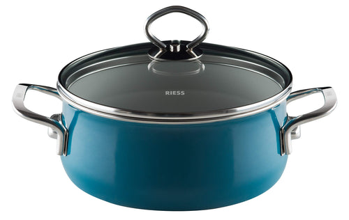 Kasserolle Emaille Ø 20 cm 2 L aquamarinblau für alle Herdarten