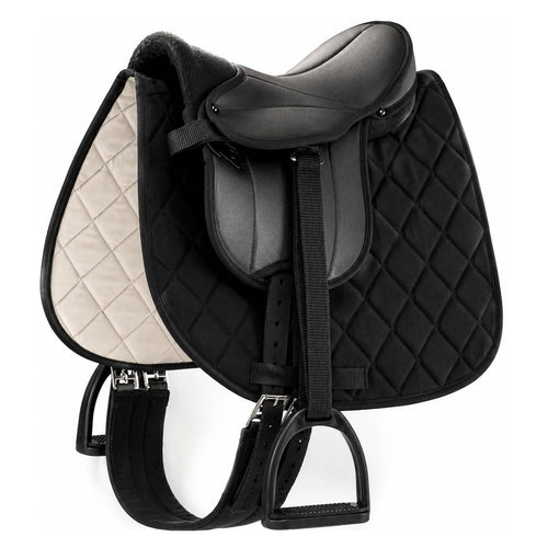 Kindersattel-Set Shetty & Holzpferd Kunststoff schwarz 34 cm