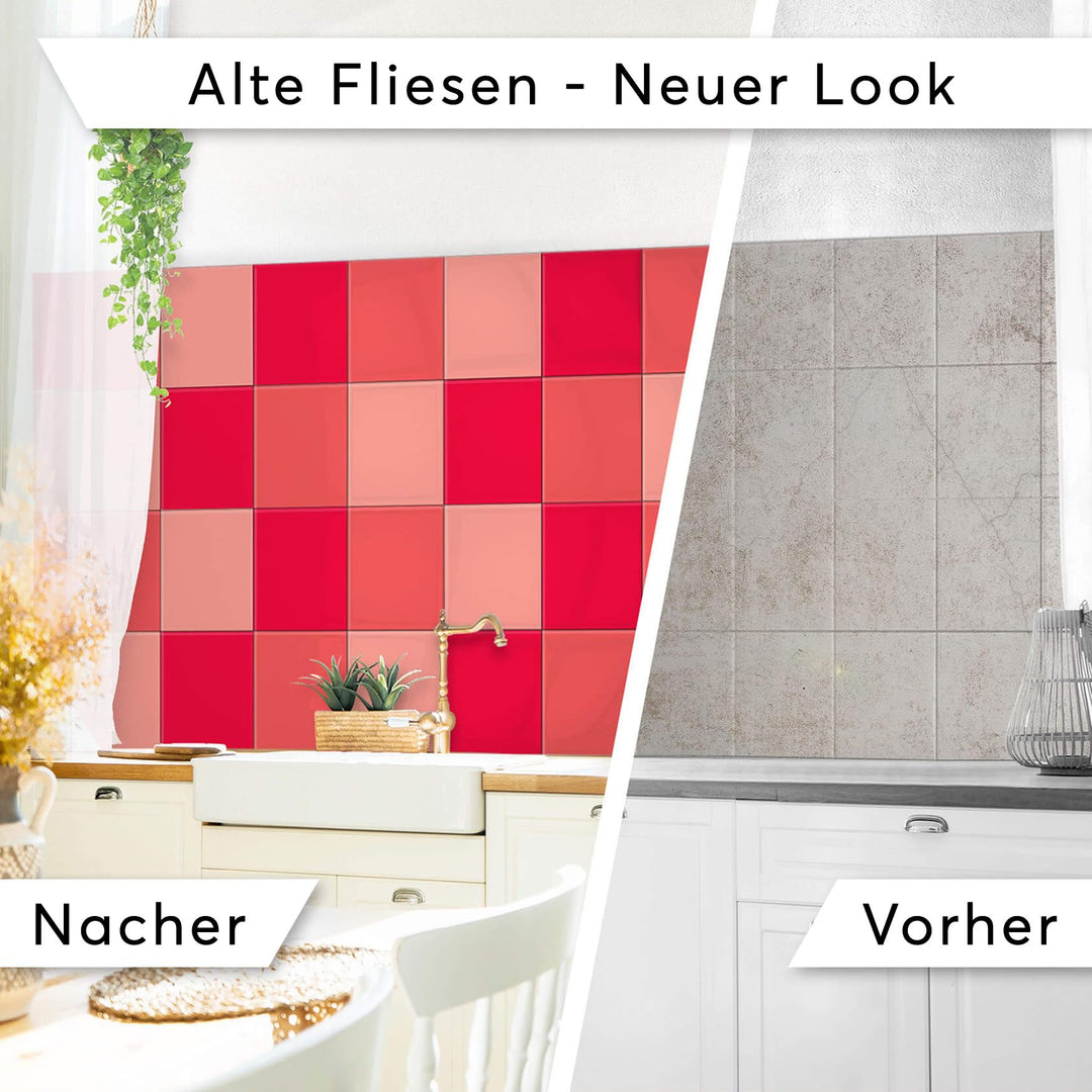 Mosaik Klebefliesen Vinyl selbstklebend 20x25cm 18er-Set Rottöne - Bild 3