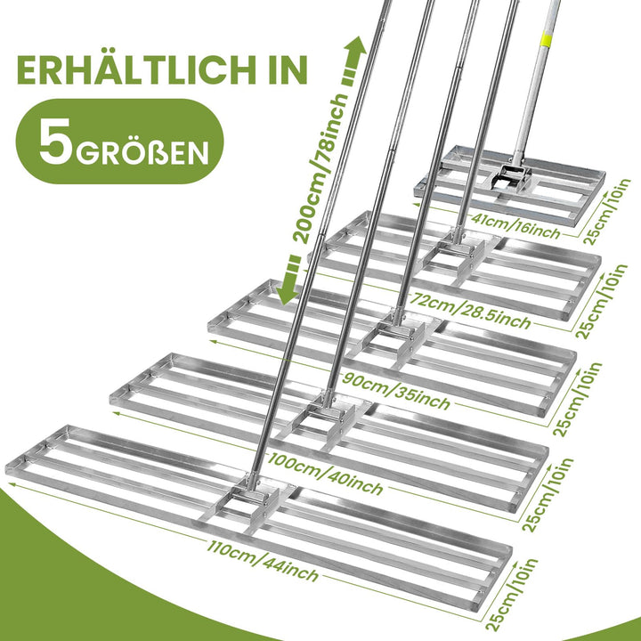 Rasen-Rakel Edelstahl 72x25 cm mit Teleskopstiel für Rasenpflege - Bild 3