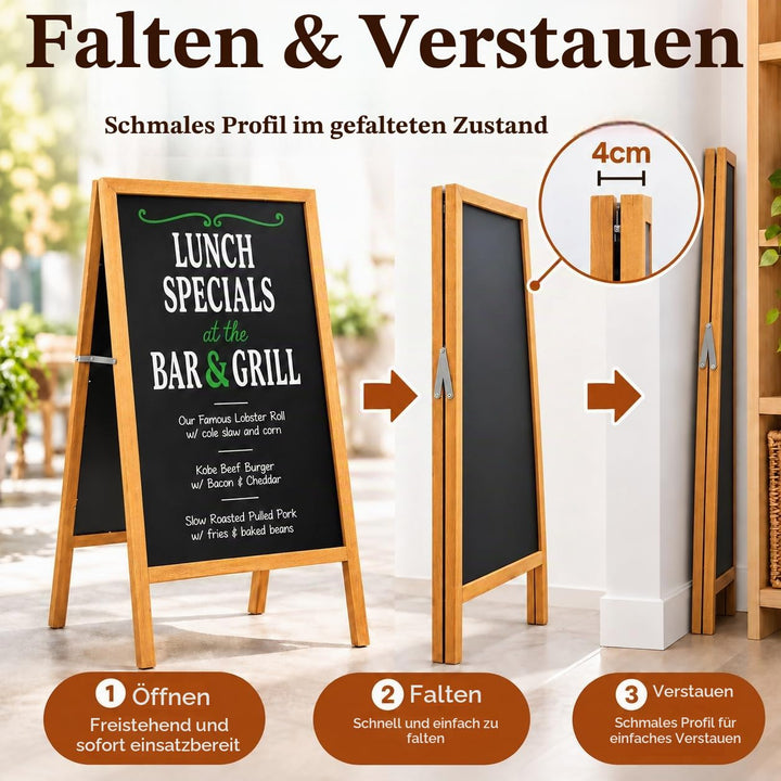 Kreidetafel Aufsteller A-Form magnetisch beidseitig 100×50 cm Holz - Bild 8