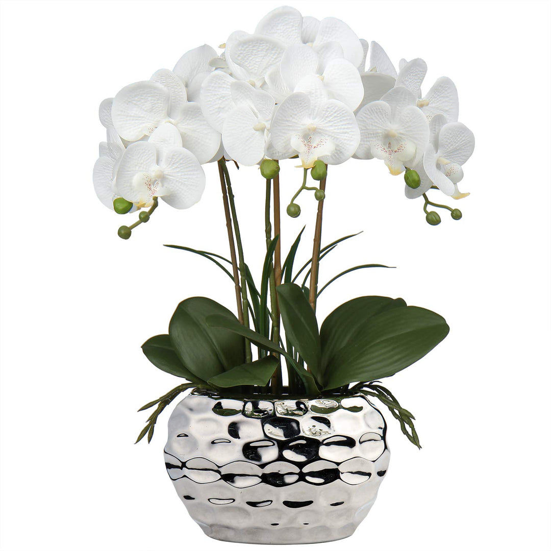 Kunstorchidee Phalaenopsis im Keramiktopf Weiss 44 cm