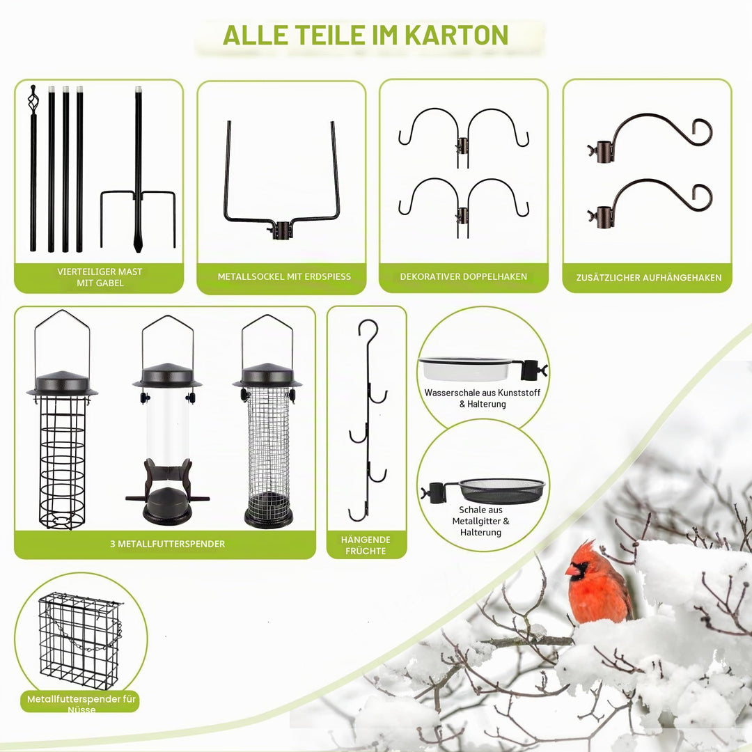 Vogelfutterstation Metall mit Ständer 238 cm höhenverstellbar mit 3 Feedern - Bild 8