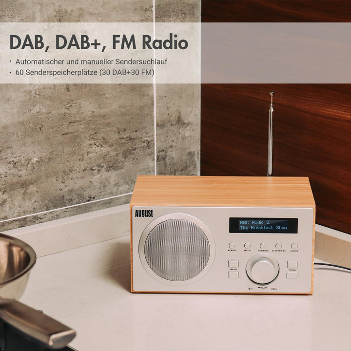 DAB+/UKW Radio Holzgehäuse Eiche mit Bluetooth 5.3 und Wecker - Bild 3