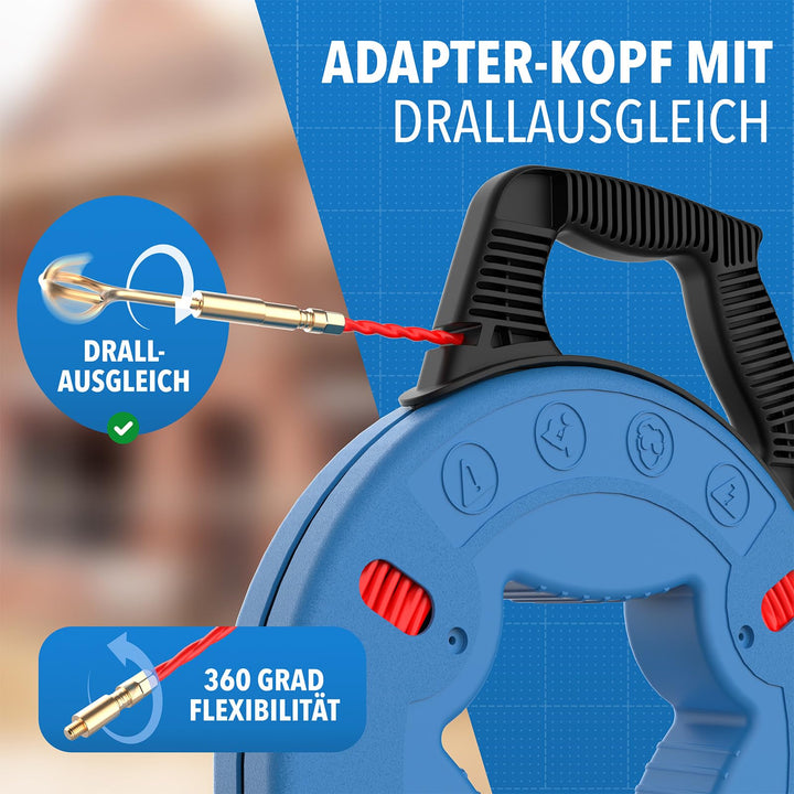 Kabeleinziehhilfe Fiberglas 30 m mit 5 Aufsätzen für Leerrohr - Bild 3
