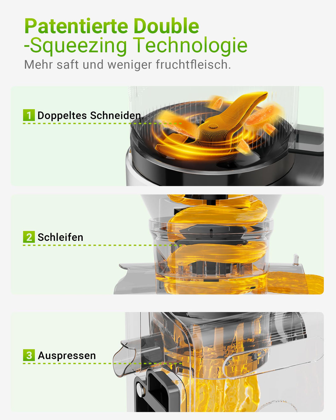 Slow Juicer XXL 150mm Einfülltrichter 3L fuer ganze Fruechte - Bild 6