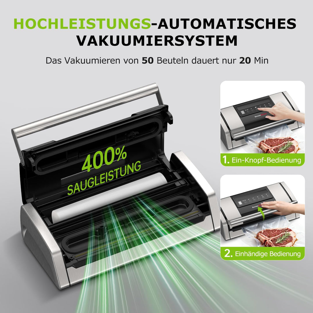 Vakuumiergerät 135W mit Cutter und Rollenhalter für Lebensmittel - Bild 4
