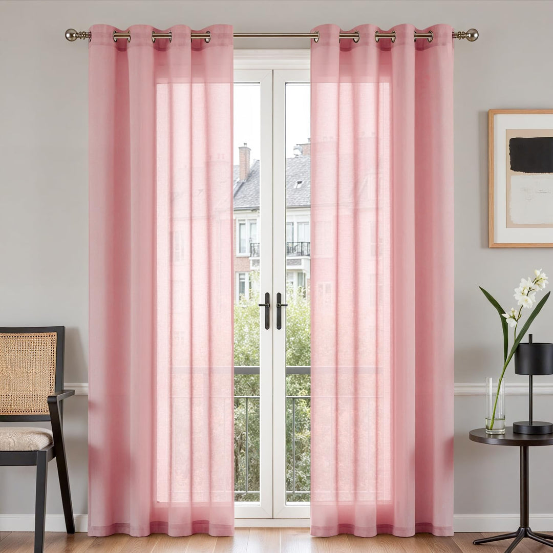 Gardinenschals Leinenoptik mit Ösen Rosa 245x140 cm 2er Set