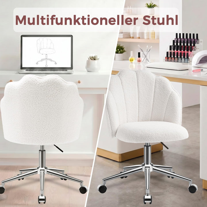 Schminktischstuhl Teddyfell Muschel höhenverstellbar 360° drehbar - Bild 6