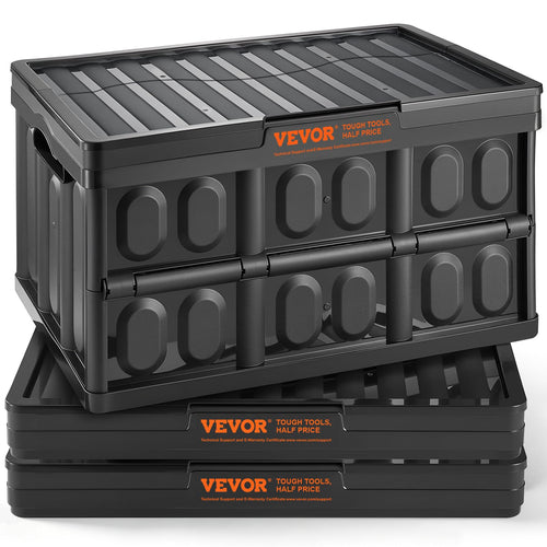 Klappbox PP mit Deckel 45L stapelbar 3er-Set schwarz
