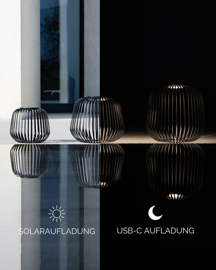 Solarlaterne Eisen kabellos 3-stufig dimmbar USB-C Outdoor - Bild 4
