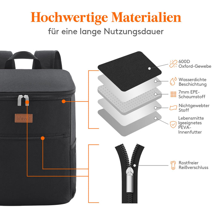 Kühlrucksack 24L isoliert für Picknick und Outdoor, 30 Dosen - Bild 5