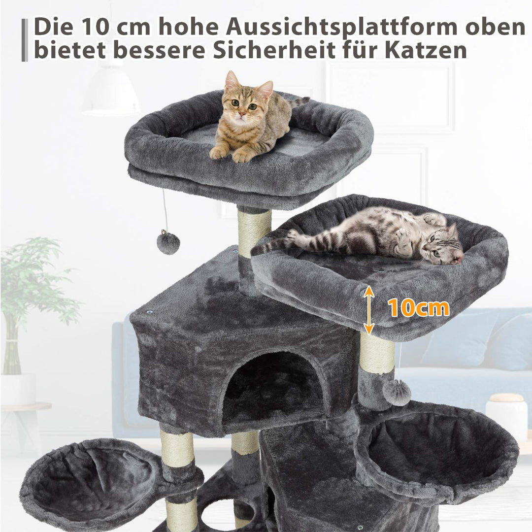 Kratzbaum gross mit 2 Hoehlen und Haengematte fuer grosse Katzen - Bild 4
