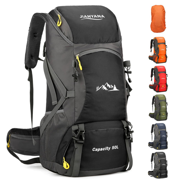 Wanderrucksack 50L mit Regenhülle Polyester/Nylon für Trekking Camping