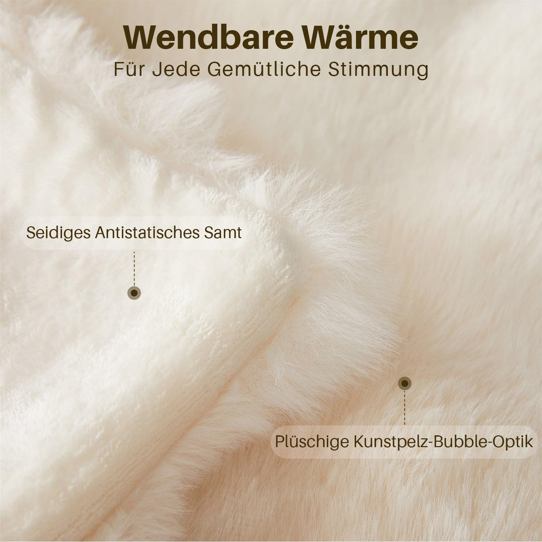 Kuscheldecke Plüsch Flanell 1000 g/m² weiss 180x230 cm für Sofa - Bild 4