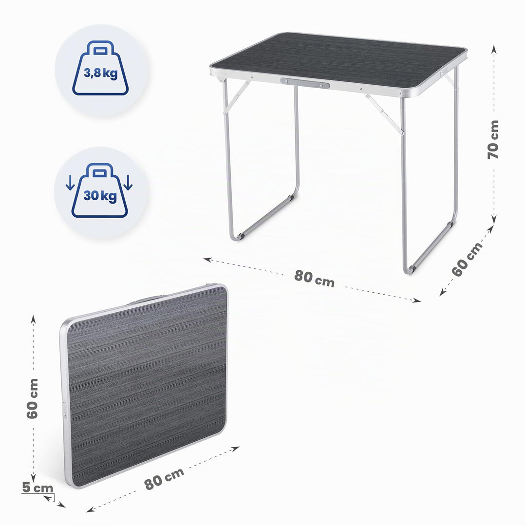 Klapptisch Camping Alu/MDF 80x60x70 cm faltbar grau - Bild 2