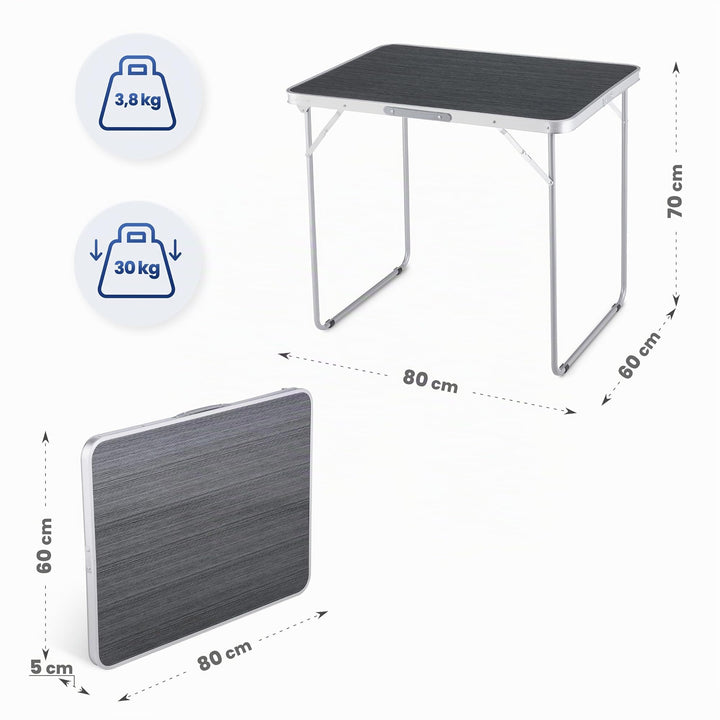 Klapptisch Camping Alu/MDF 80x60x70 cm faltbar grau - Bild 2
