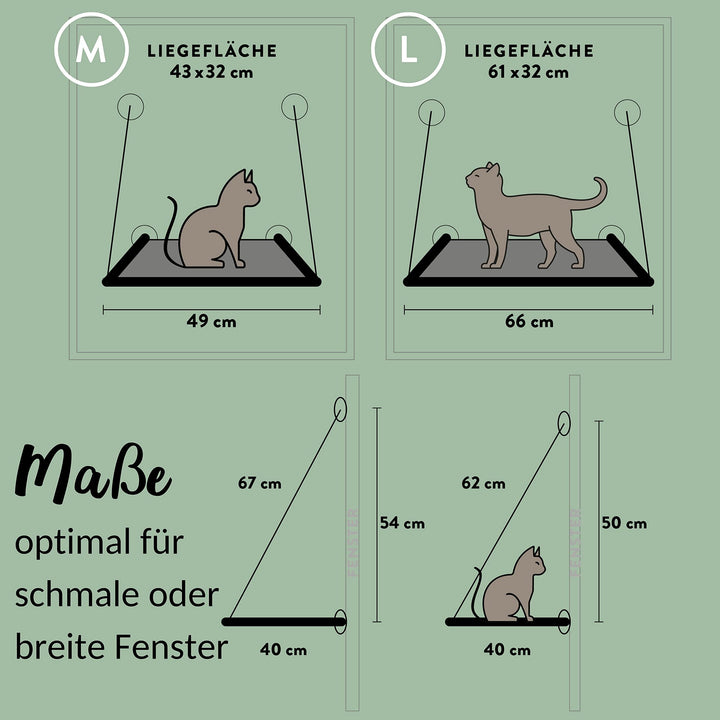 Katzen-Fensterbett Hängematte schwarz bis 23 kg für kleine Fenster - Bild 4
