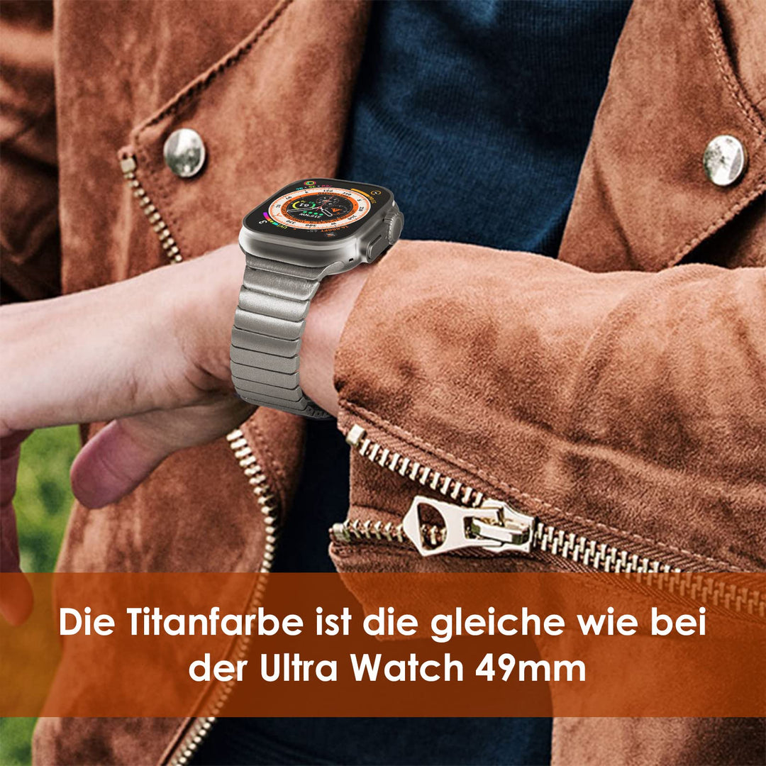 Edelstahl Gliederarmband für Apple Watch 49/46/45/44mm Titan - Bild 7