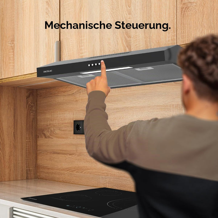 Dunstabzugshaube 60 cm Schwarz 220m³/h 3 Stufen mechanisch - Bild 9