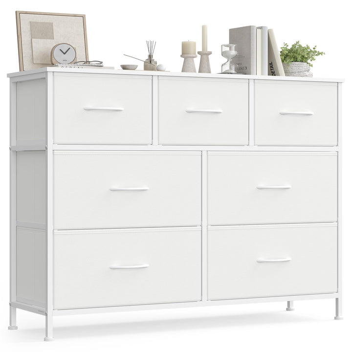 Kommode 7 Schubladen Stoff 98,8x30x74,7 cm Schlafzimmer