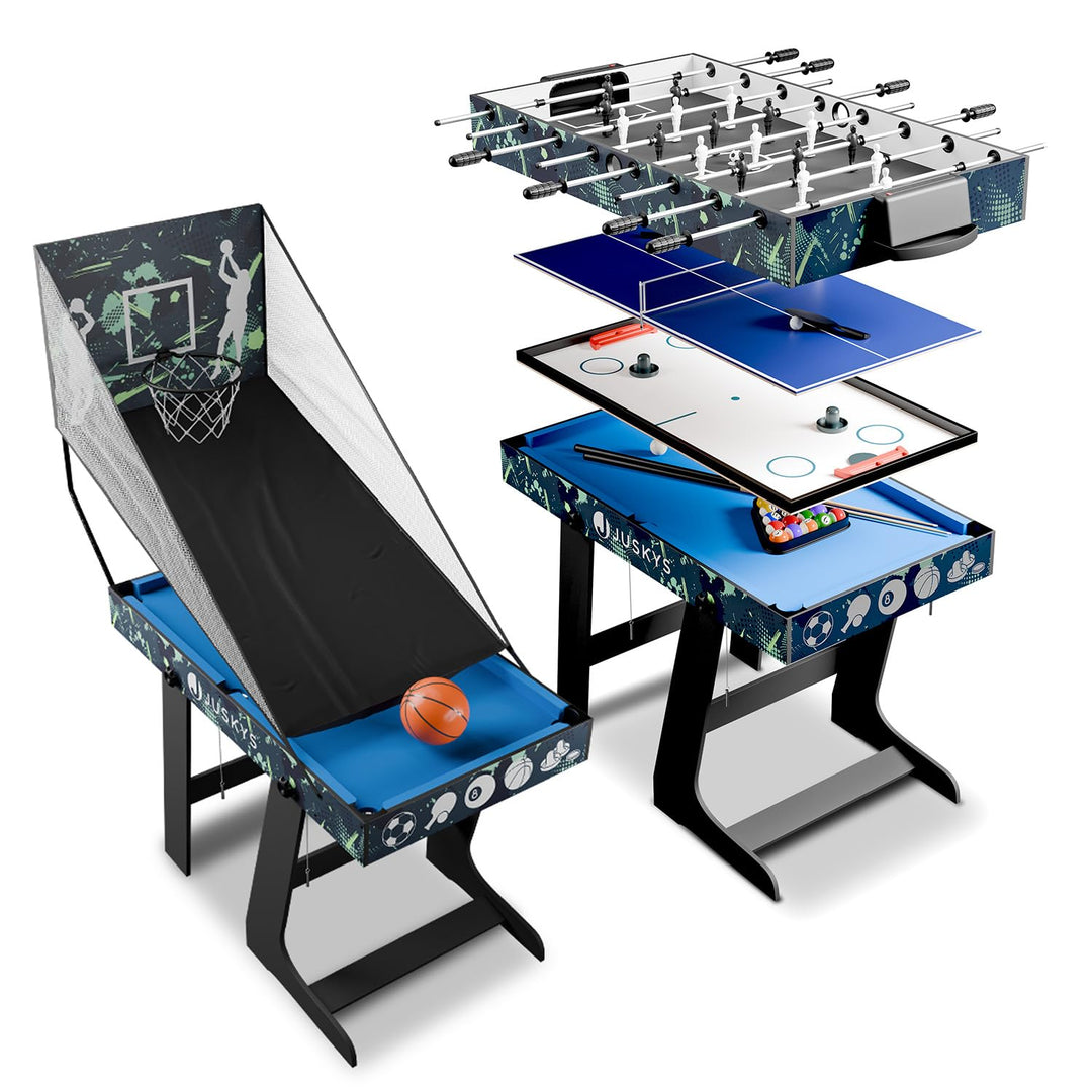 Spieltisch 5-in-1 klappbar Tischtennis Billard Kicker Hockey Basketball