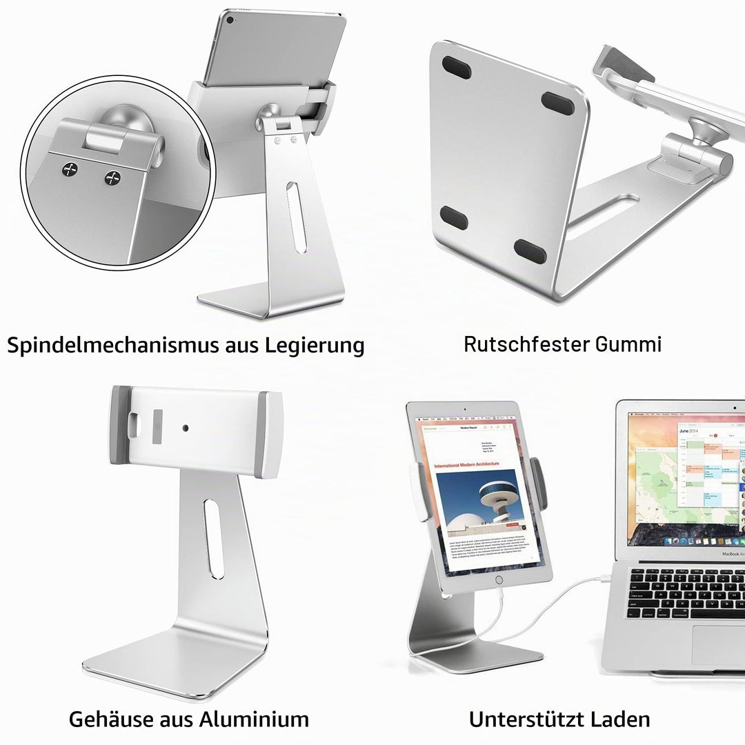 Tablet-Ständer Aluminium 360° drehbar 7–12,9 Zoll Hoch- und Querformat - Bild 9