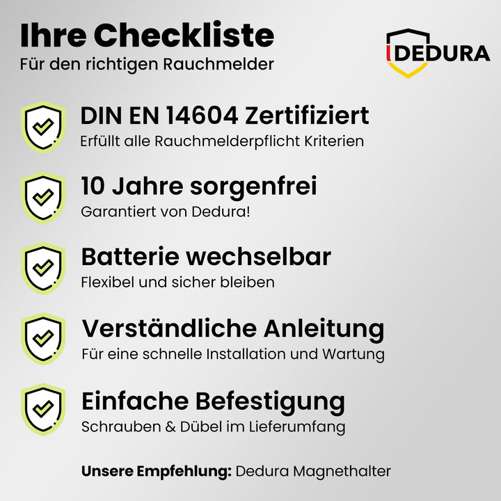Rauchmelder 10er Set DIN EN14604 mit 9V Batterie und Magnethalterung - Bild 5
