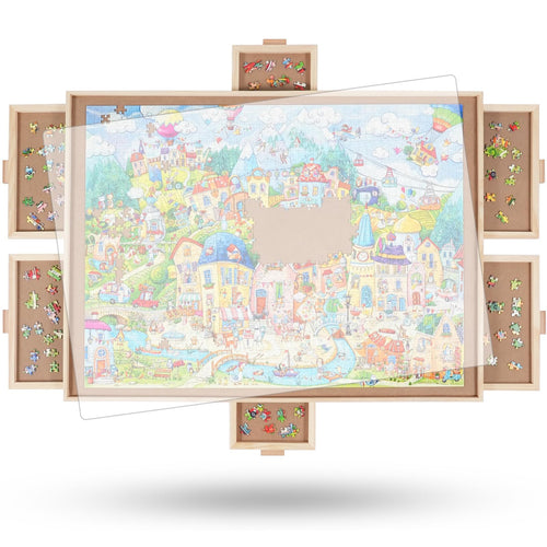 Puzzlebrett drehbar Holz 1500 Teile 6 Schubladen mit Abdeckung