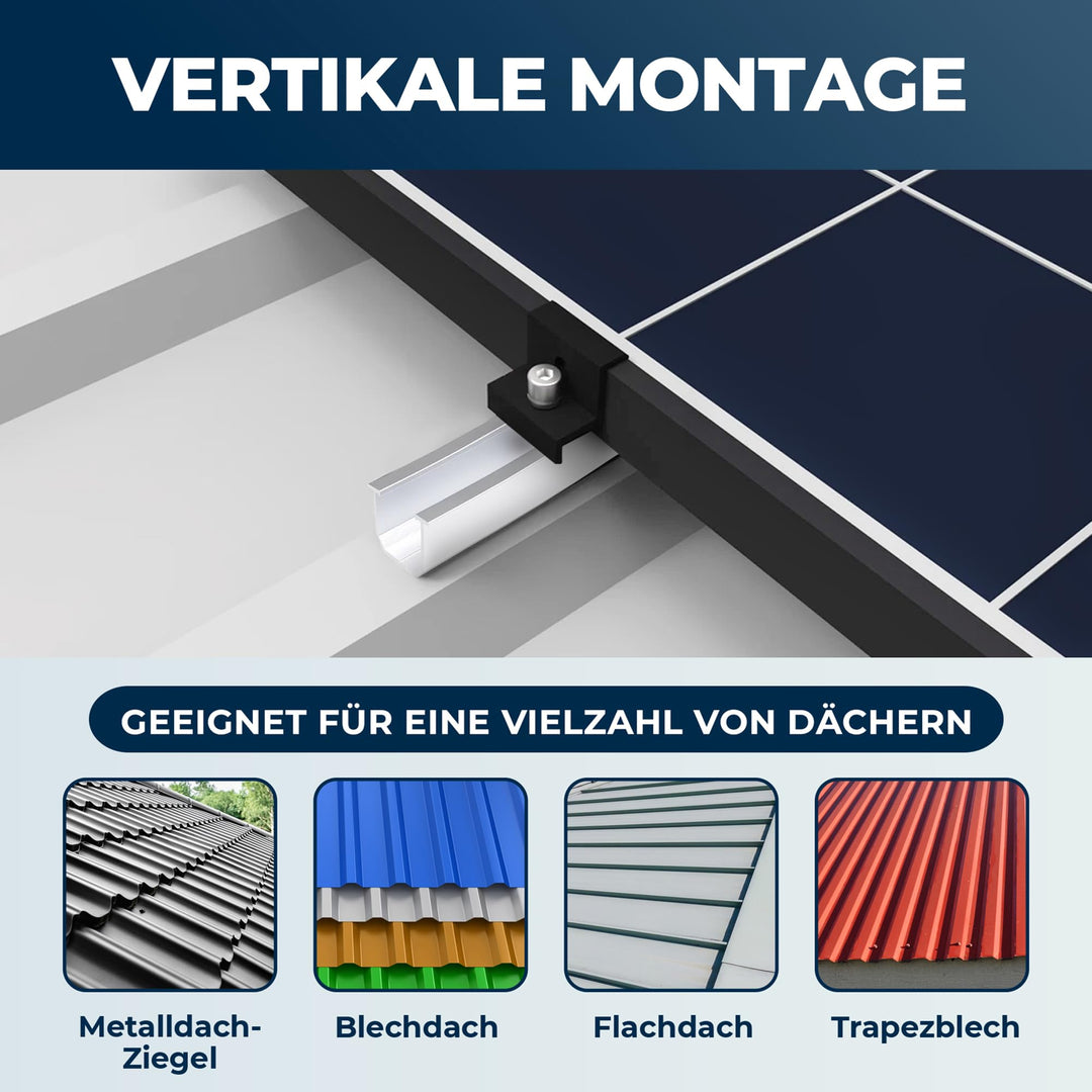Solarmodul Halterung Flachdach Aluminium AL6005 verstellbar 30-35mm - Bild 6