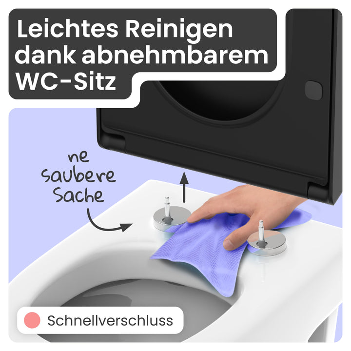 WC-Sitz D-Form Schwarz matt mit Absenkautomatik &amp; Schnellverschluss - Bild 4
