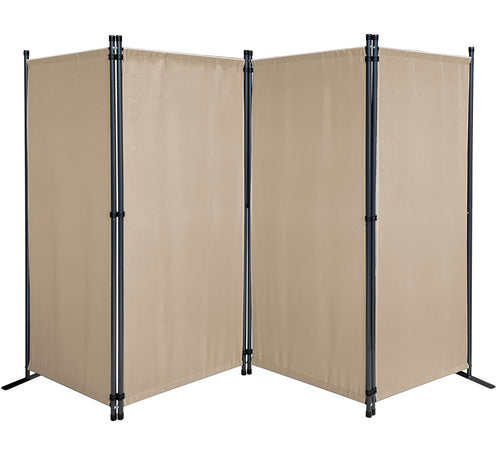 Paravent 4-teilig 220x165 cm Beige Stahl wetterfest Innen & Aussen
